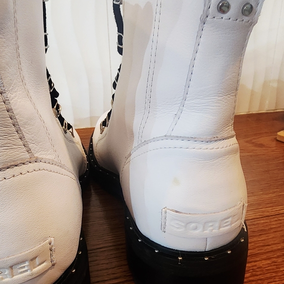 SOREL Lennox Lace Up  Combat Boots Size 11  Waterproof Leather White - Picture 6 of 9